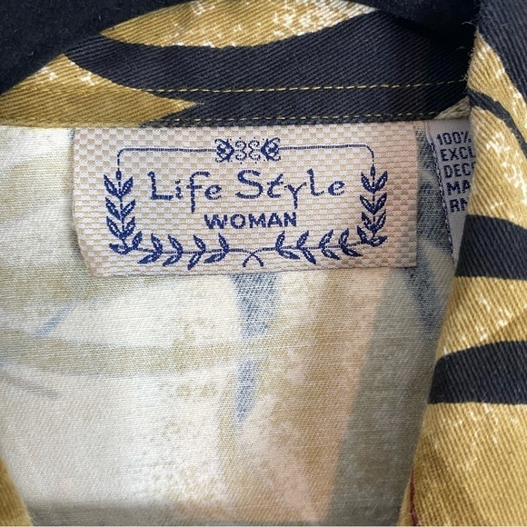 Life Style Shirt / Jacket Sz 2X Floral Jungle Heavy Denim Cotton - Picture 6 of 11